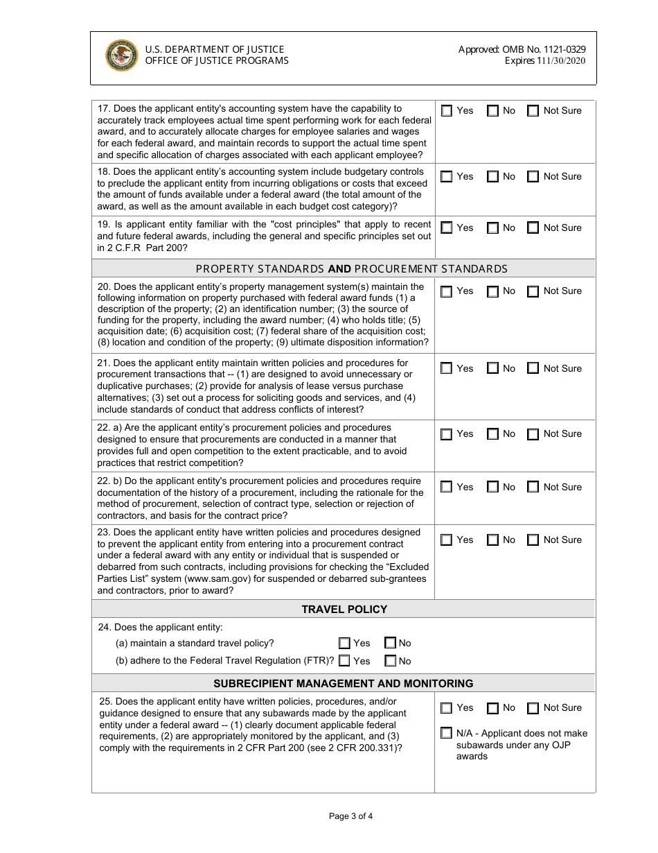 Financial Management and System of Internal Controls Questionnaire, Page 3