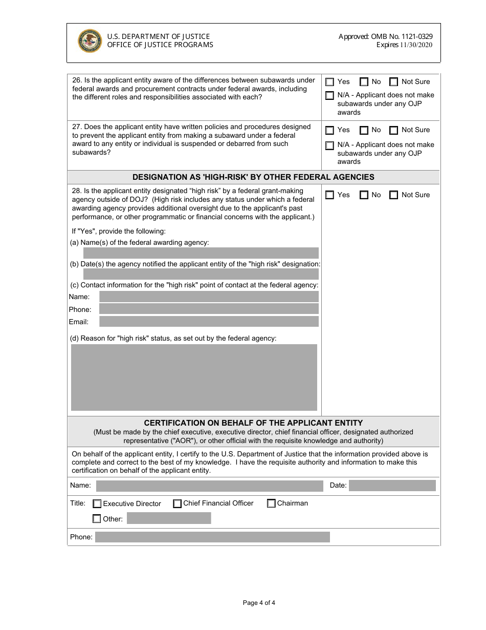 Financial Management and System of Internal Controls Questionnaire, Page 4