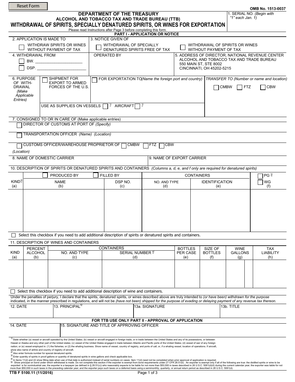 TTB Form 5100.11 - Fill Out, Sign Online and Download Fillable PDF ...