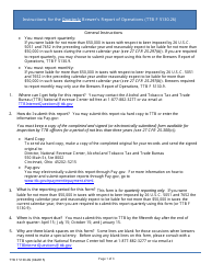 Document preview: Instructions for TTB Form 5130.26SM Quarterly Brewer's Report of Operations
