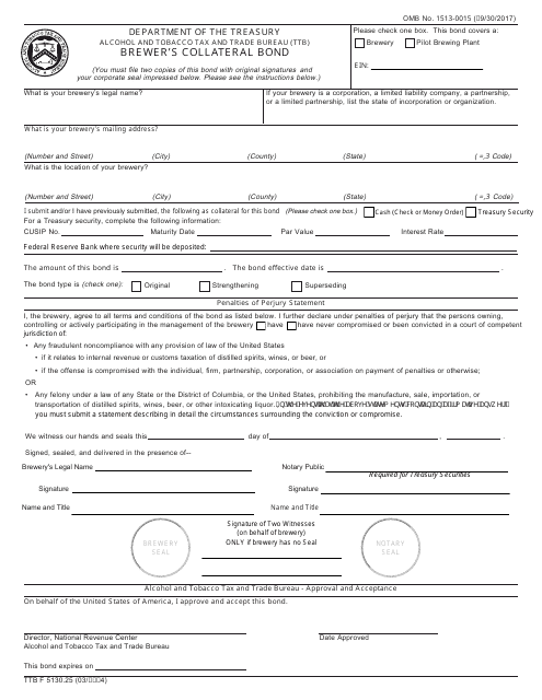 TTB Form 5130.25  Printable Pdf