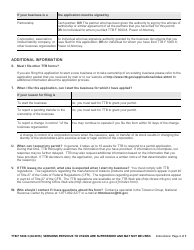TTB Form 5200.3 Application for Permit to Manufacture Tobacco Products or Processed Tobacco or to Operate an Export Warehouse, Page 7