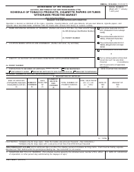 TTB Form 5200.7 Schedule of Tobacco Products, Cigarette Papers or Tubes Withdrawn From the Market