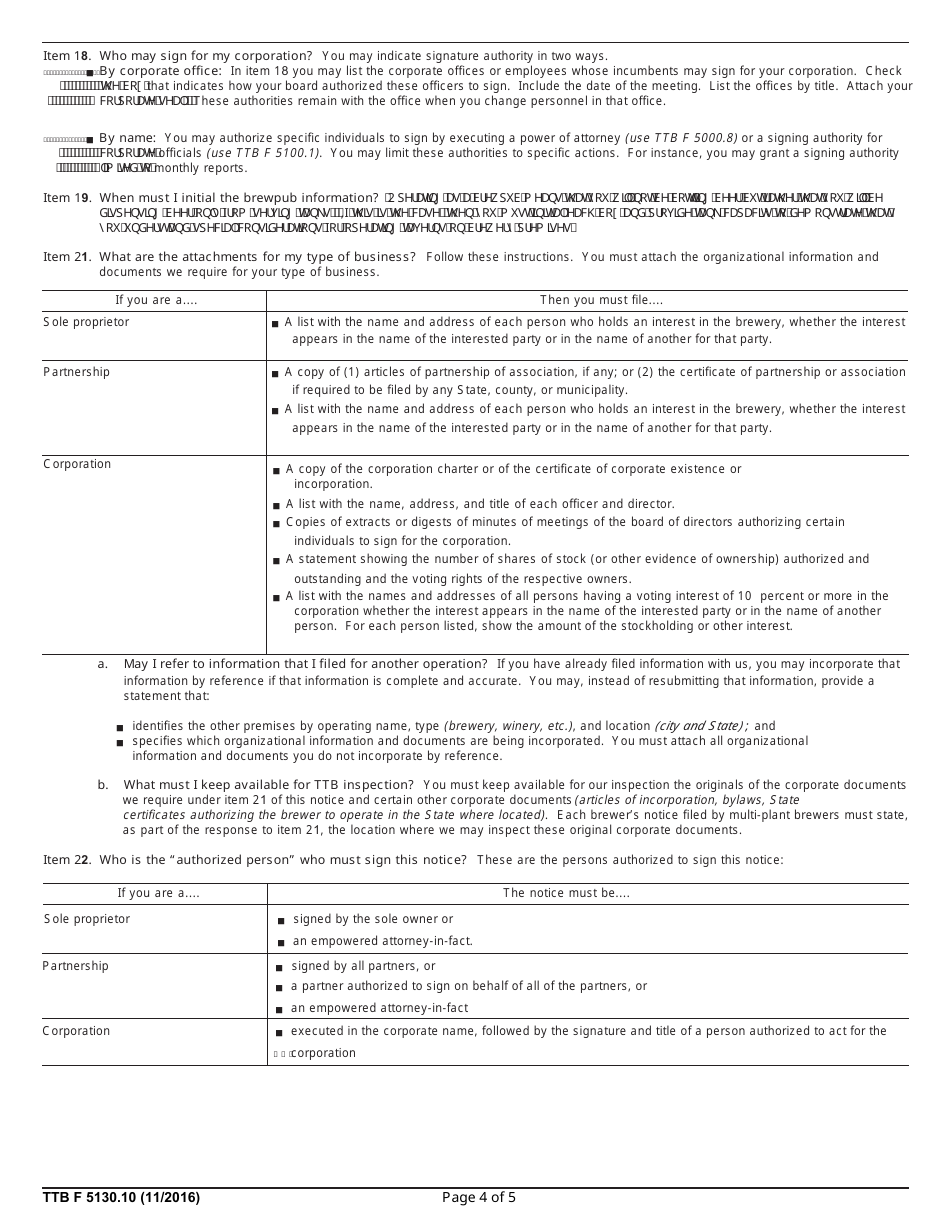 TTB Form 5130.10 Brewers Notice, Page 4