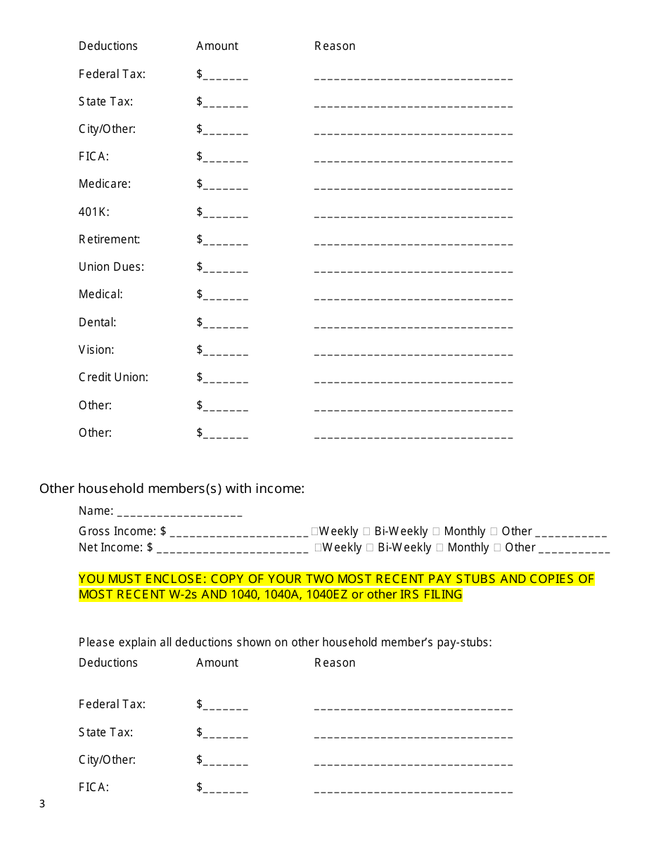 Financial Disclosure Statement, Page 3