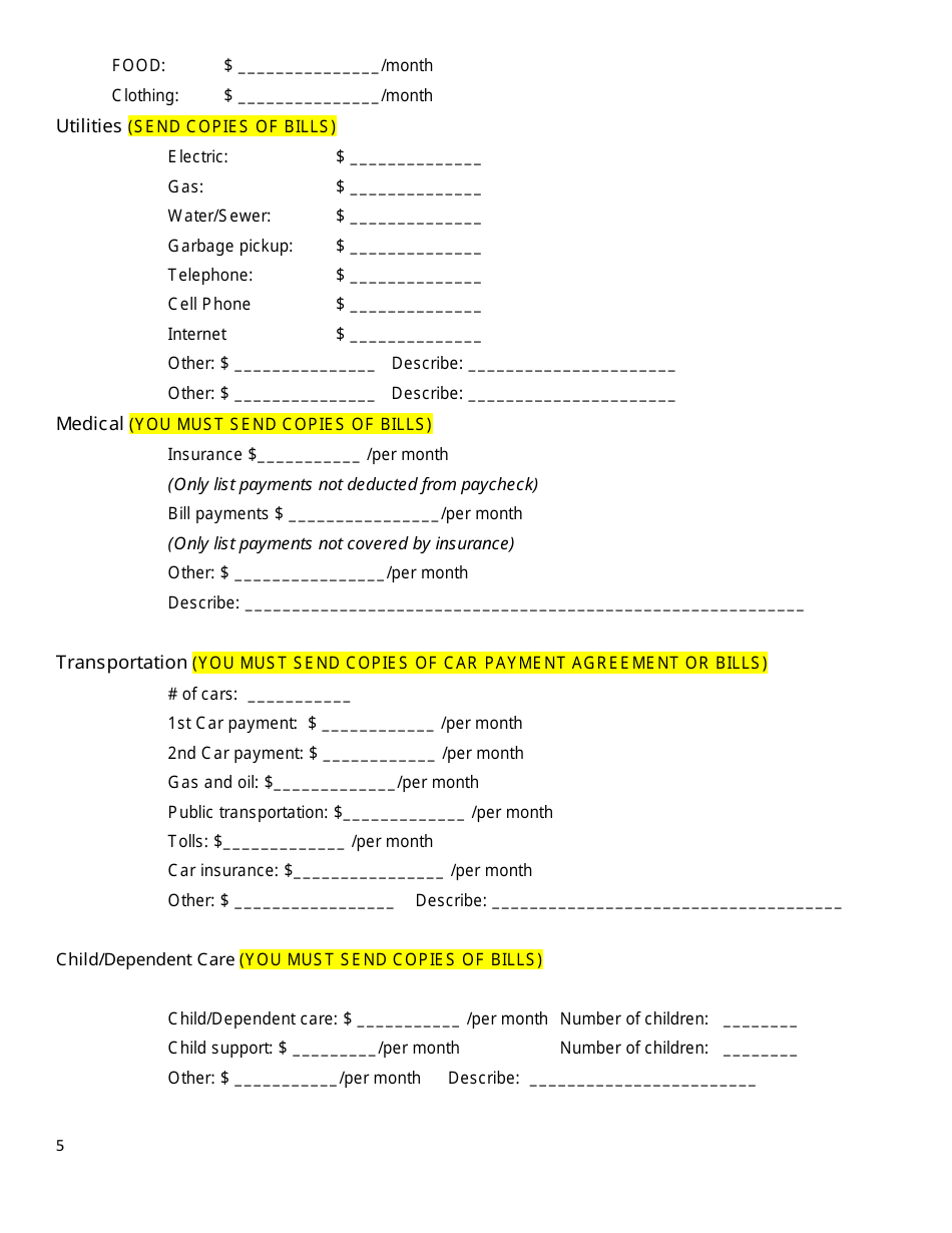 Financial Disclosure Statement, Page 5