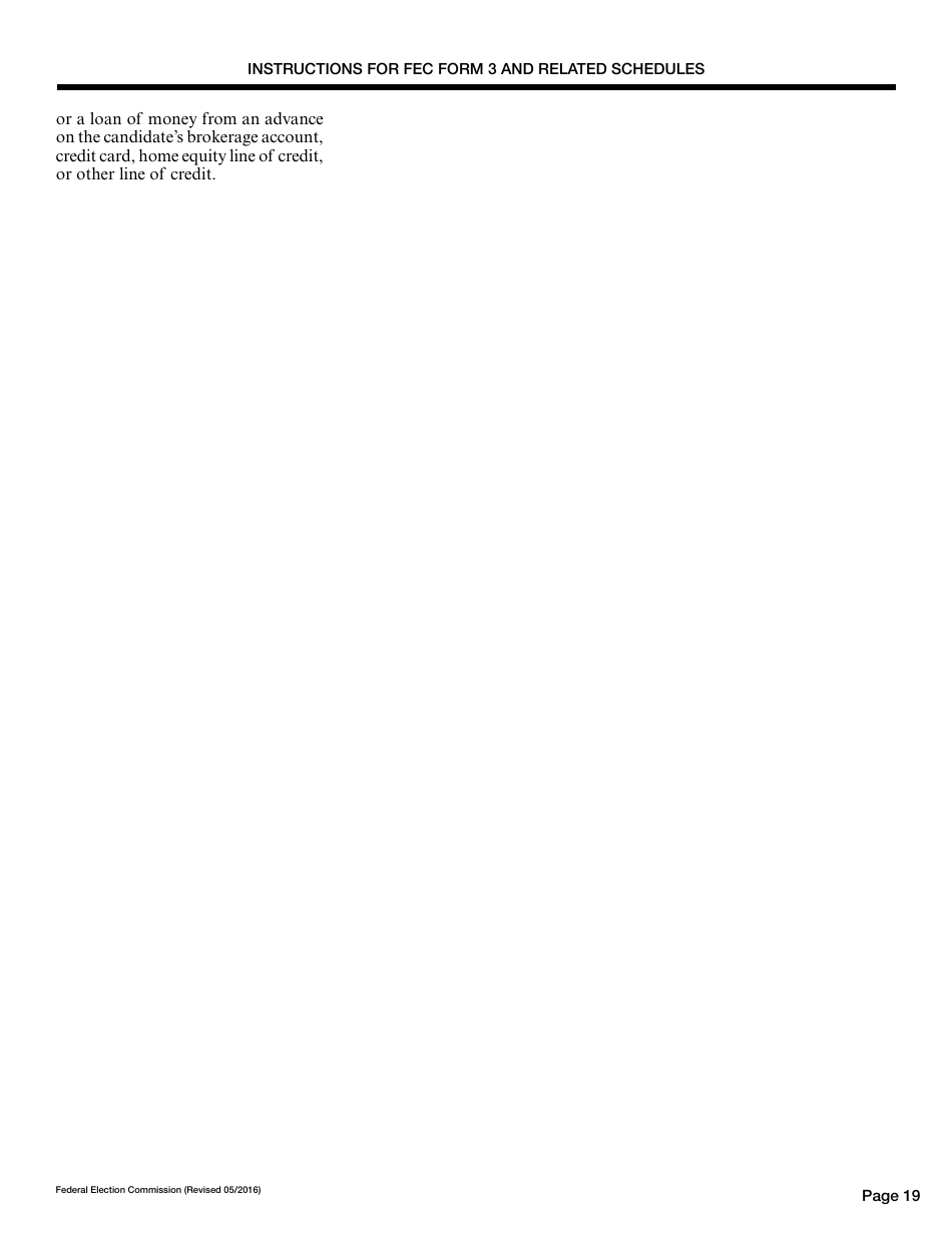 Instructions for FEC Form 3 Report of Receipts and Disbursements for an Authorized Committee, Page 19
