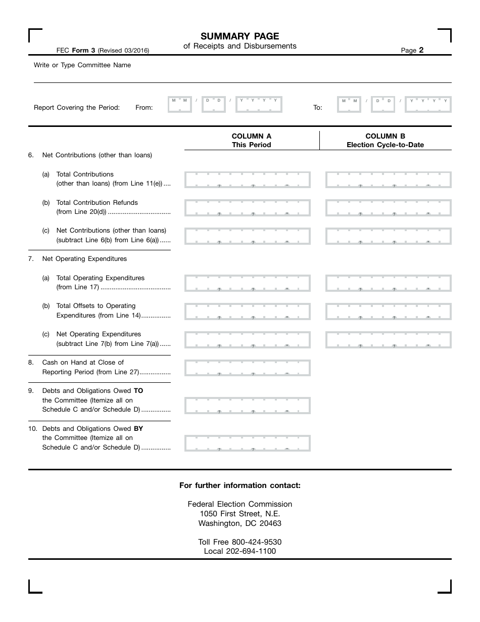 FEC Form 3 - Fill Out, Sign Online and Download Printable PDF ...