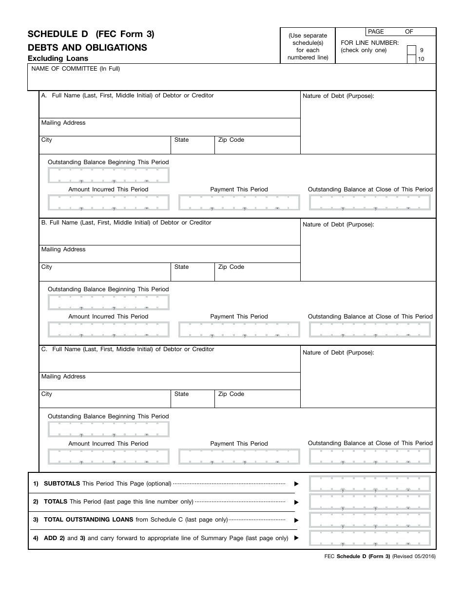 FEC Form 3 Report of Receipts and Disbursements for an Authorized Committee, Page 9