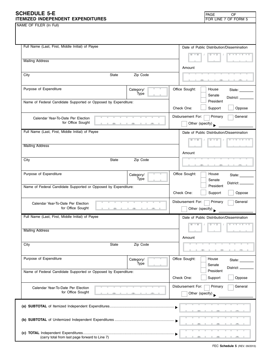 FEC Form 5 Report of Independent Expenditures Made and Contributions Received, Page 3