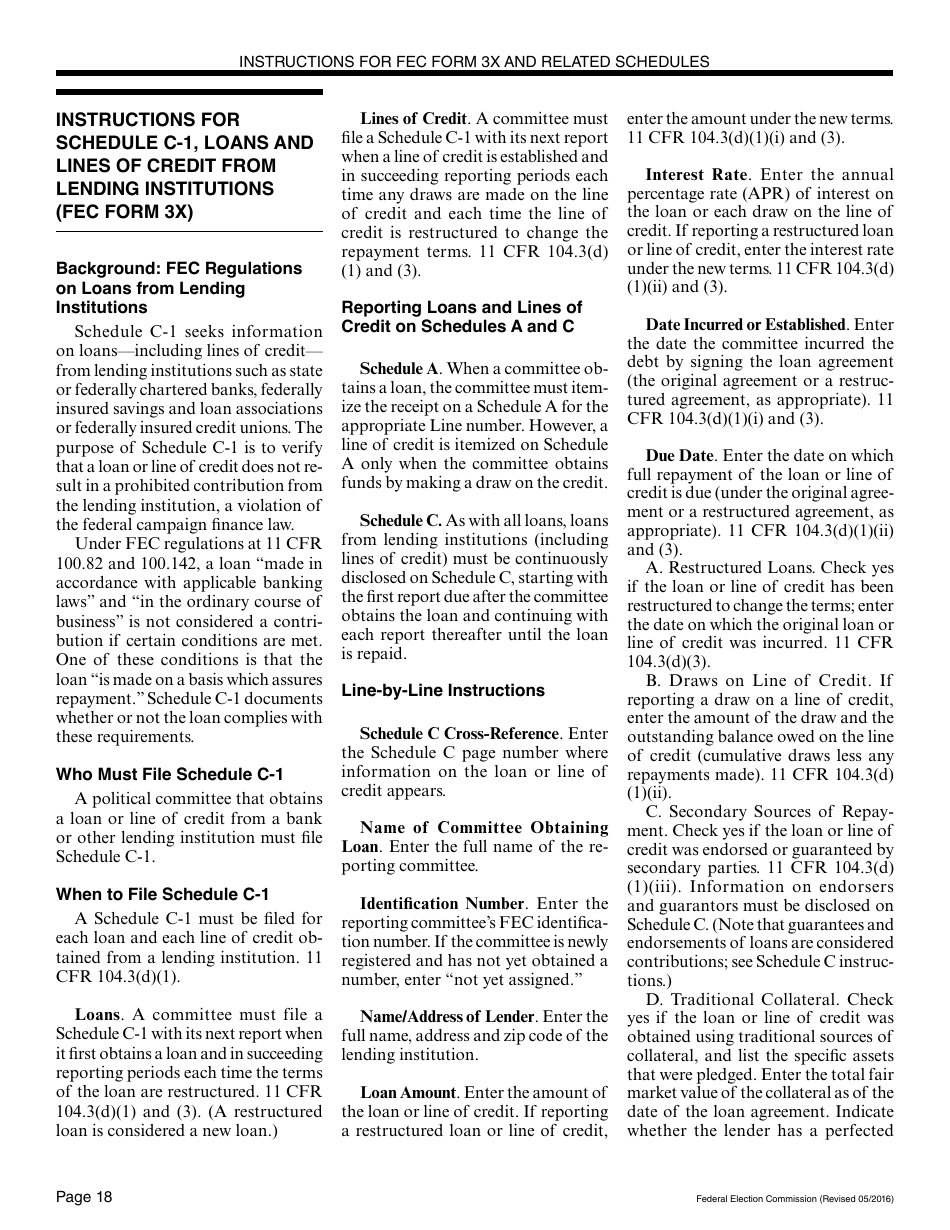 Instructions for FEC Form 3X Report of Receipts and Disbursements for Other Than an Authorized Committee, Page 18