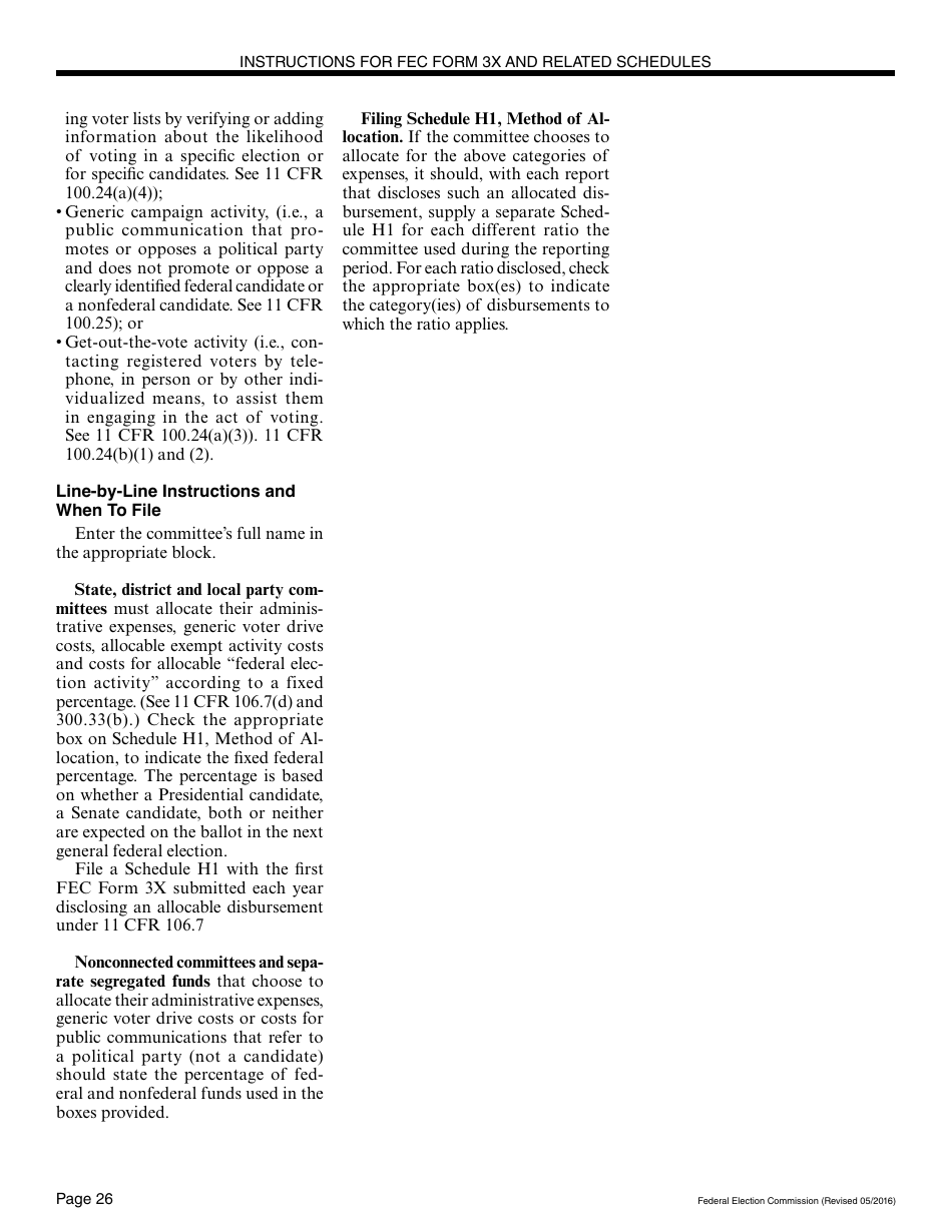 Instructions for FEC Form 3X Report of Receipts and Disbursements for Other Than an Authorized Committee, Page 26
