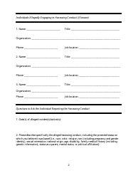 Harassing Conduct Allegation Intake Form, Page 2