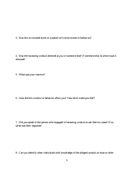 Harassing Conduct Allegation Intake Form, Page 3