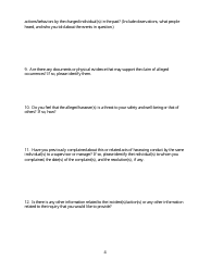 Harassing Conduct Allegation Intake Form, Page 4