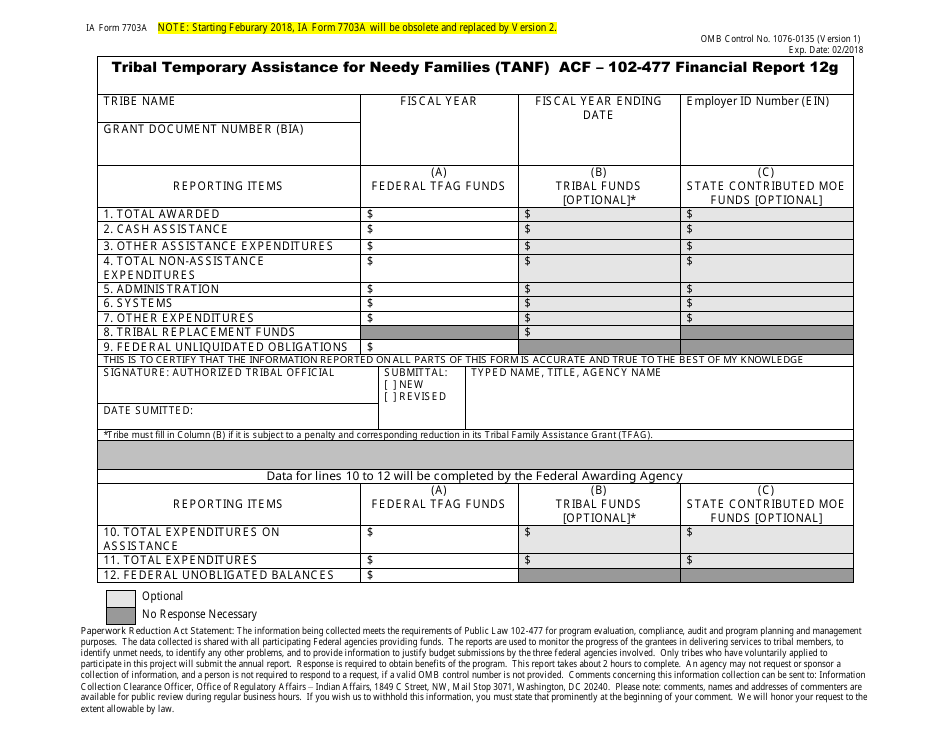 BIA Form 7703A Download Printable PDF Or Fill Online Tribal Temporary