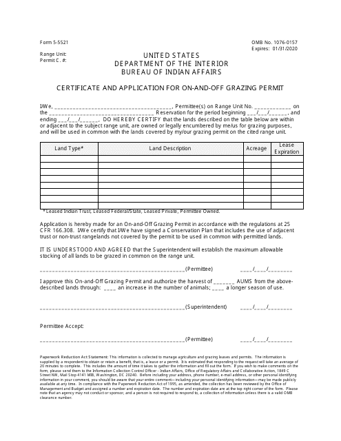 BIA Form 5-5521  Printable Pdf