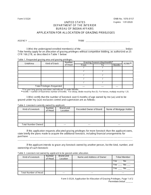 BIA Form 5-5524  Printable Pdf