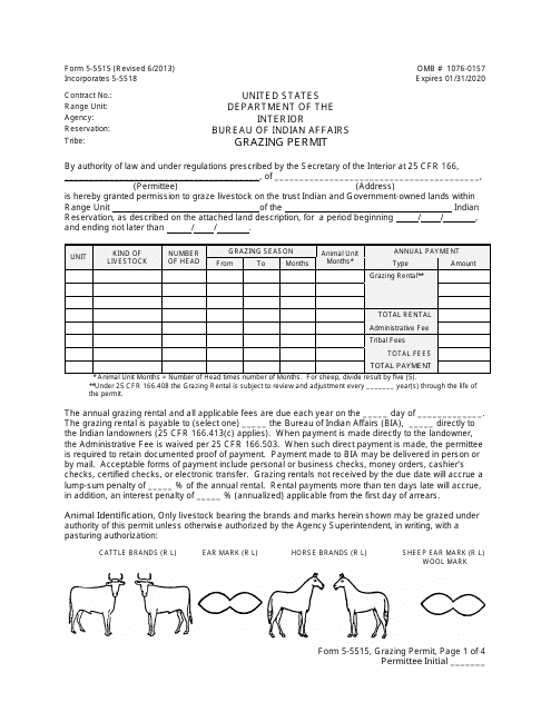 BIA Form 5-5515  Printable Pdf