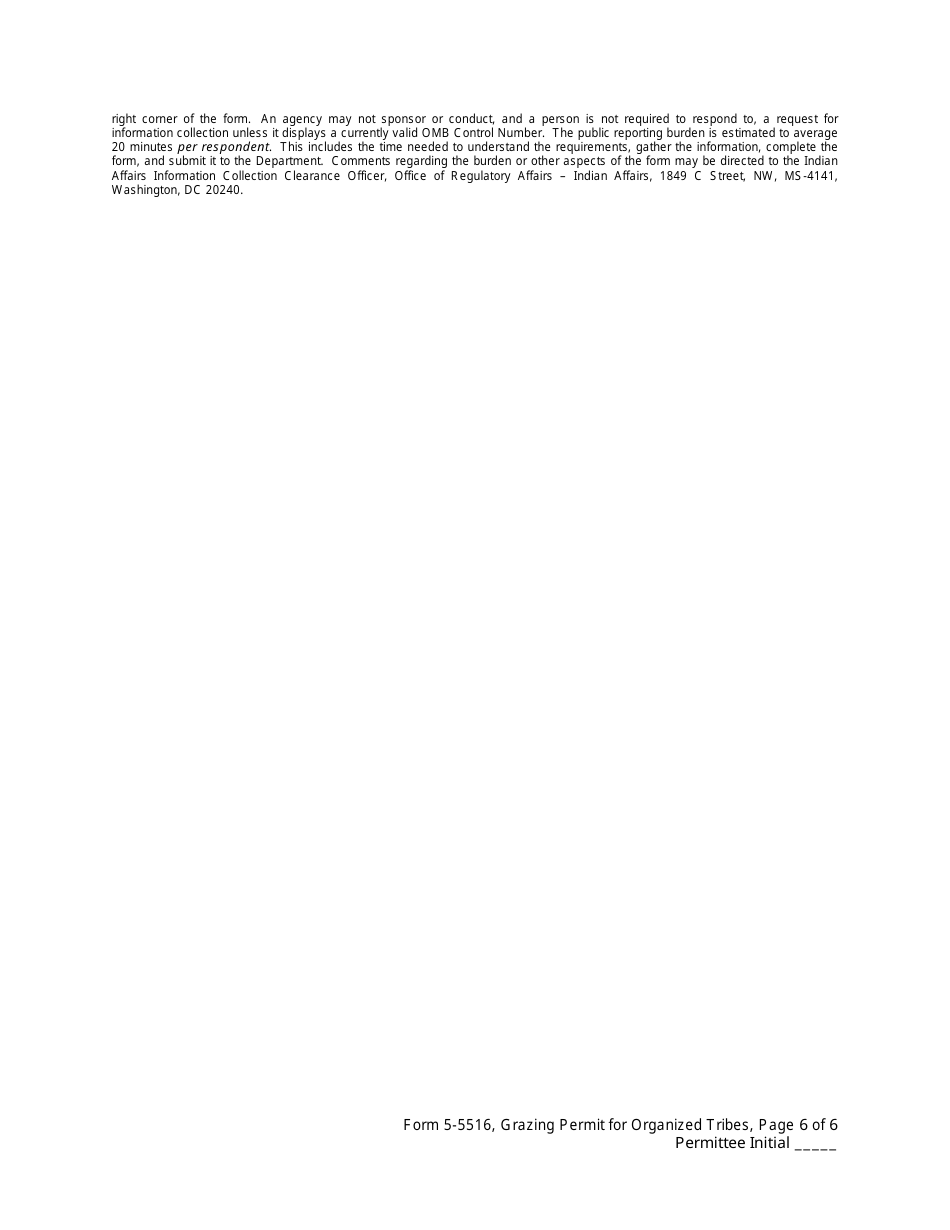 BIA Form 5-5516 Grazing Permit for Organized Tribes, Page 6