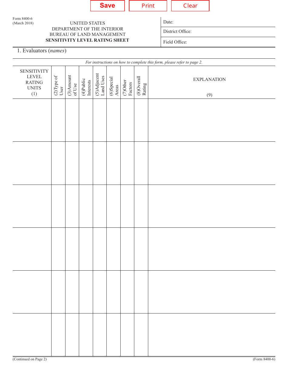 BLM Form 8400-6 - Fill Out, Sign Online and Download Printable PDF ...