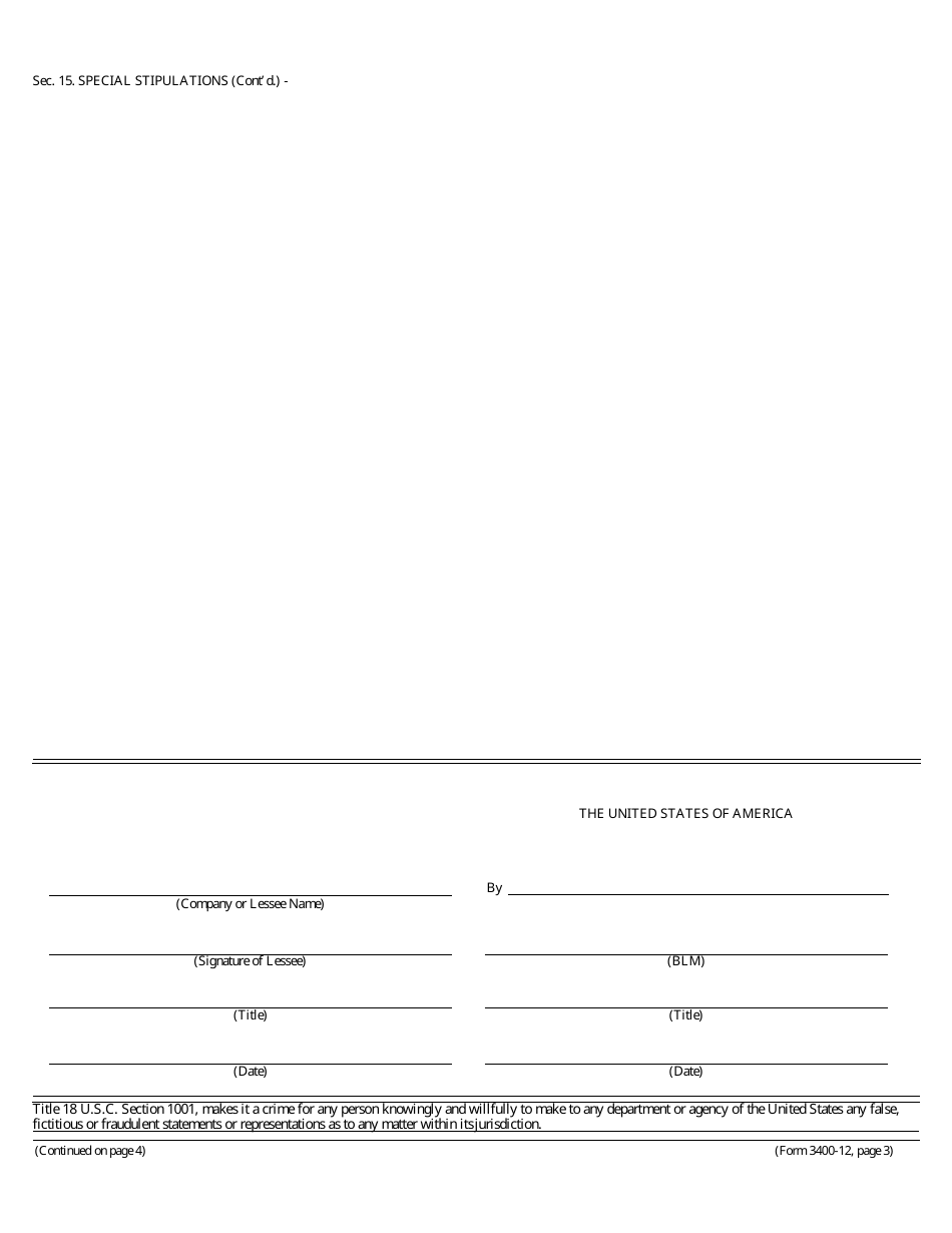 BLM Form 3400-12 Coal Lease, Page 3
