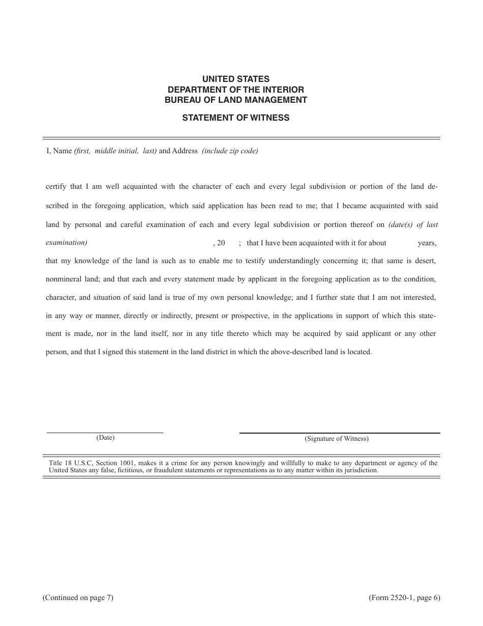 Form 2520-1 Desert Land Entry Application, Page 6