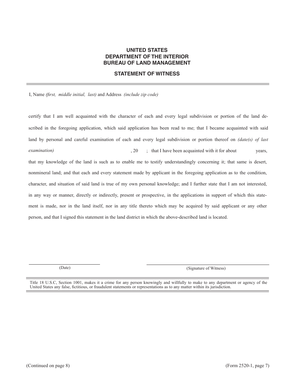 Form 2520-1 Desert Land Entry Application, Page 7