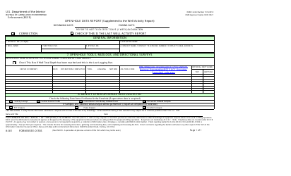Document preview: Form BSEE-0133S Open Hole Data Report (Supplement to the Well Activity Report)