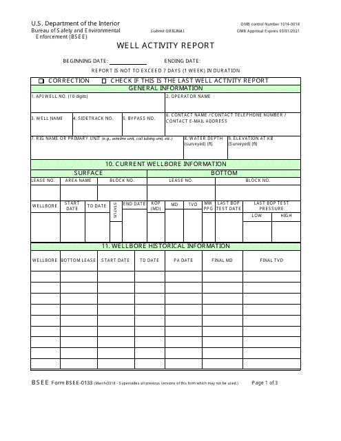 Form BSEE-0133  Printable Pdf