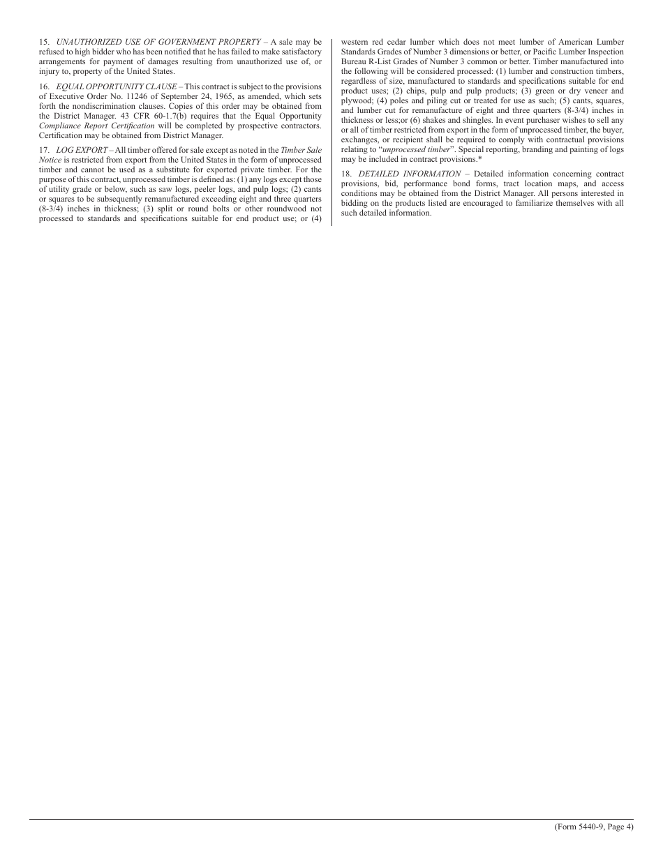 BLM Form 5440-9 Deposit  Bid for Timber and / or Other Wood Products or Vegetative Resources, Page 4