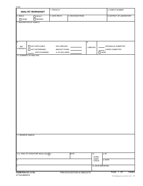 Form FDA431  Printable Pdf