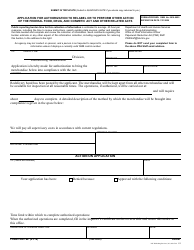 Form FDA766 &quot;Application for Authorization to Relabel or to Perform Other Action of the Federal Food, Drug, and Cosmetic Act and Other Related Acts&quot;