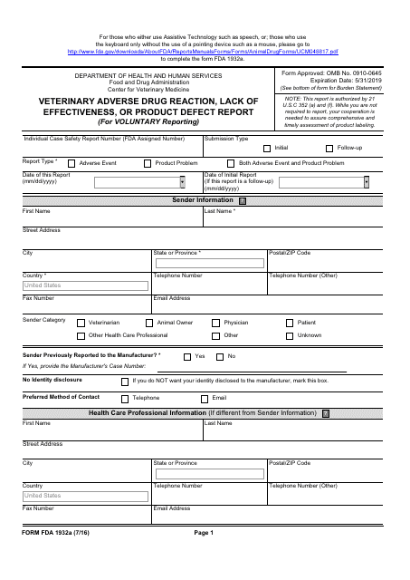Form FDA1932a  Printable Pdf