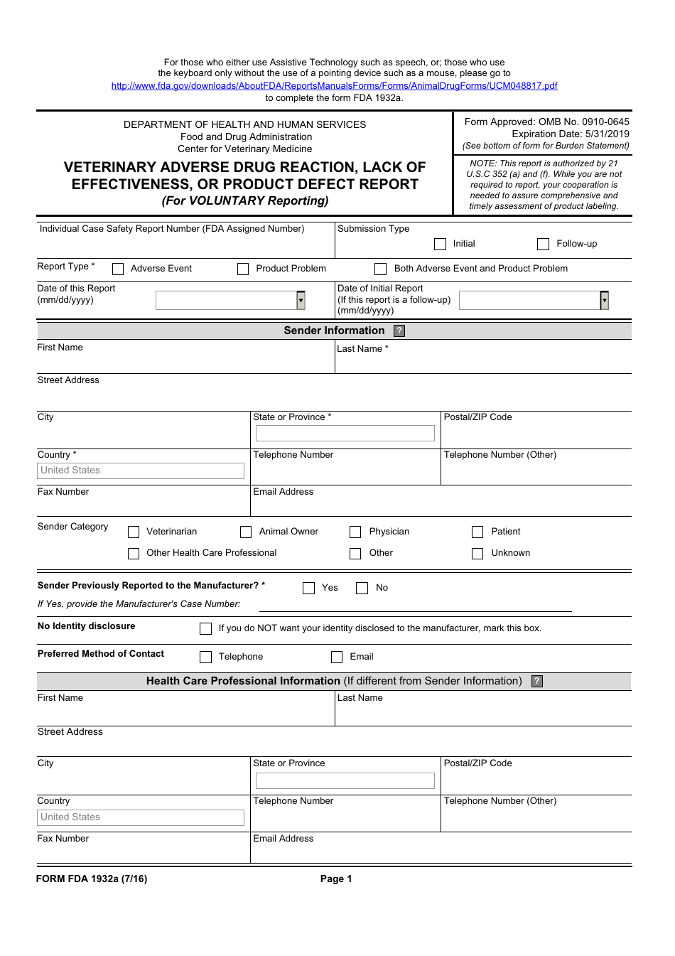 Form FDA1932a - Fill Out, Sign Online and Download Fillable PDF ...