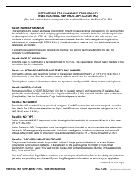Document preview: Instructions for Form FDA1571 Investigational New Drug Application (Ind)
