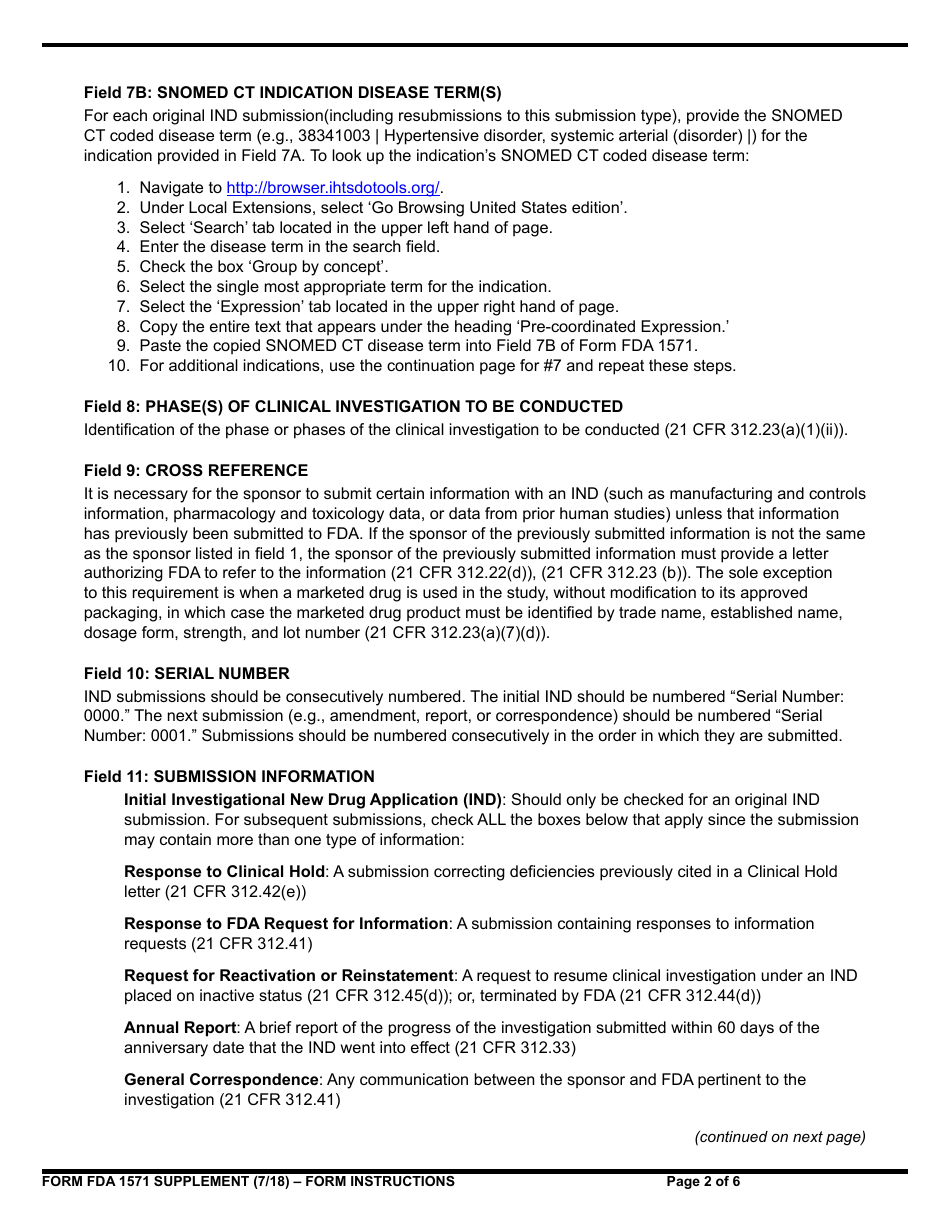 Instructions for Form FDA1571 Investigational New Drug Application (Ind), Page 2