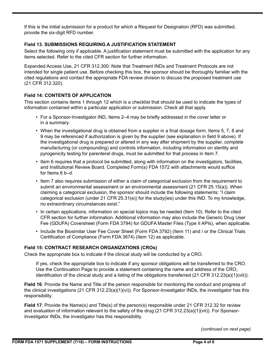 Instructions for Form FDA1571 Investigational New Drug Application (Ind), Page 4