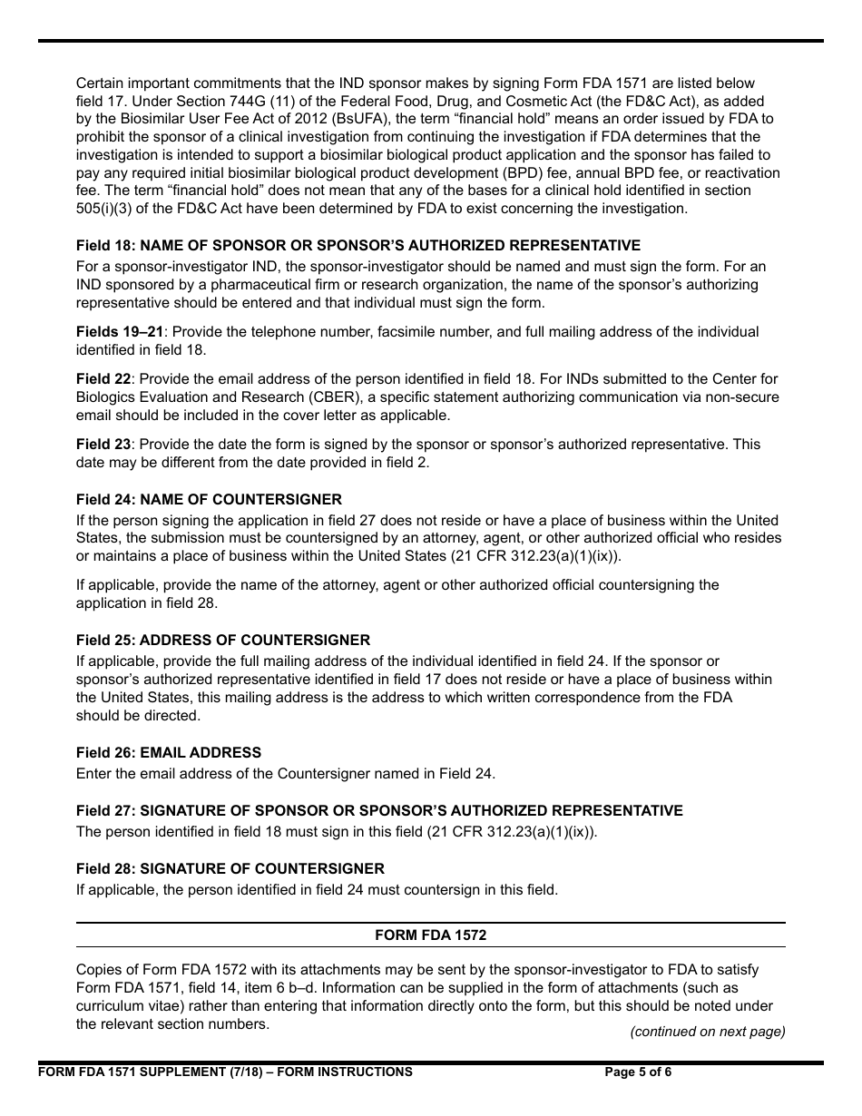 Instructions for Form FDA1571 Investigational New Drug Application (Ind), Page 5