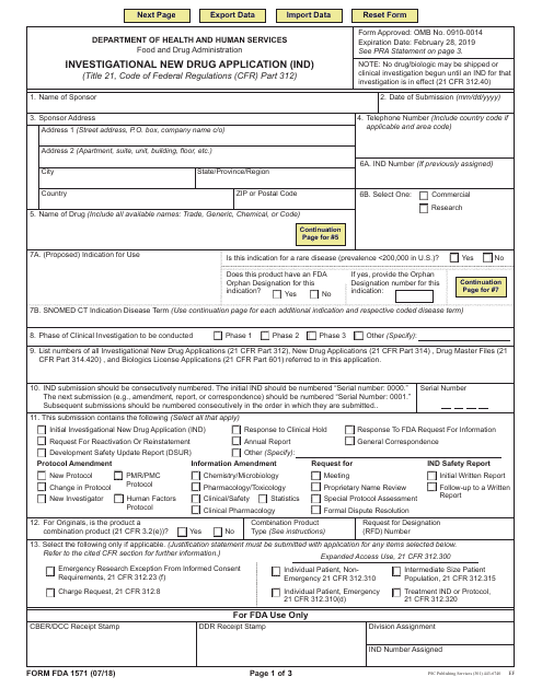 Form FDA1571  Printable Pdf