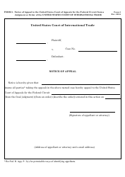 Form 3 &quot;Notice of Appeal to the United States Court of Appeals for the Federal Circuit From a Judgment or Order of the Court of International Trade&quot;