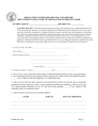 Form 46C Application to Proceed Pro Hac Vice Before the United States Court of Appeals for Veterans Claims