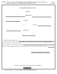 Form 1 &quot;Notice of Appeal to the United States Court of Appeals for the Federal Circuit From a Judgment or Order of an United States District Court&quot;