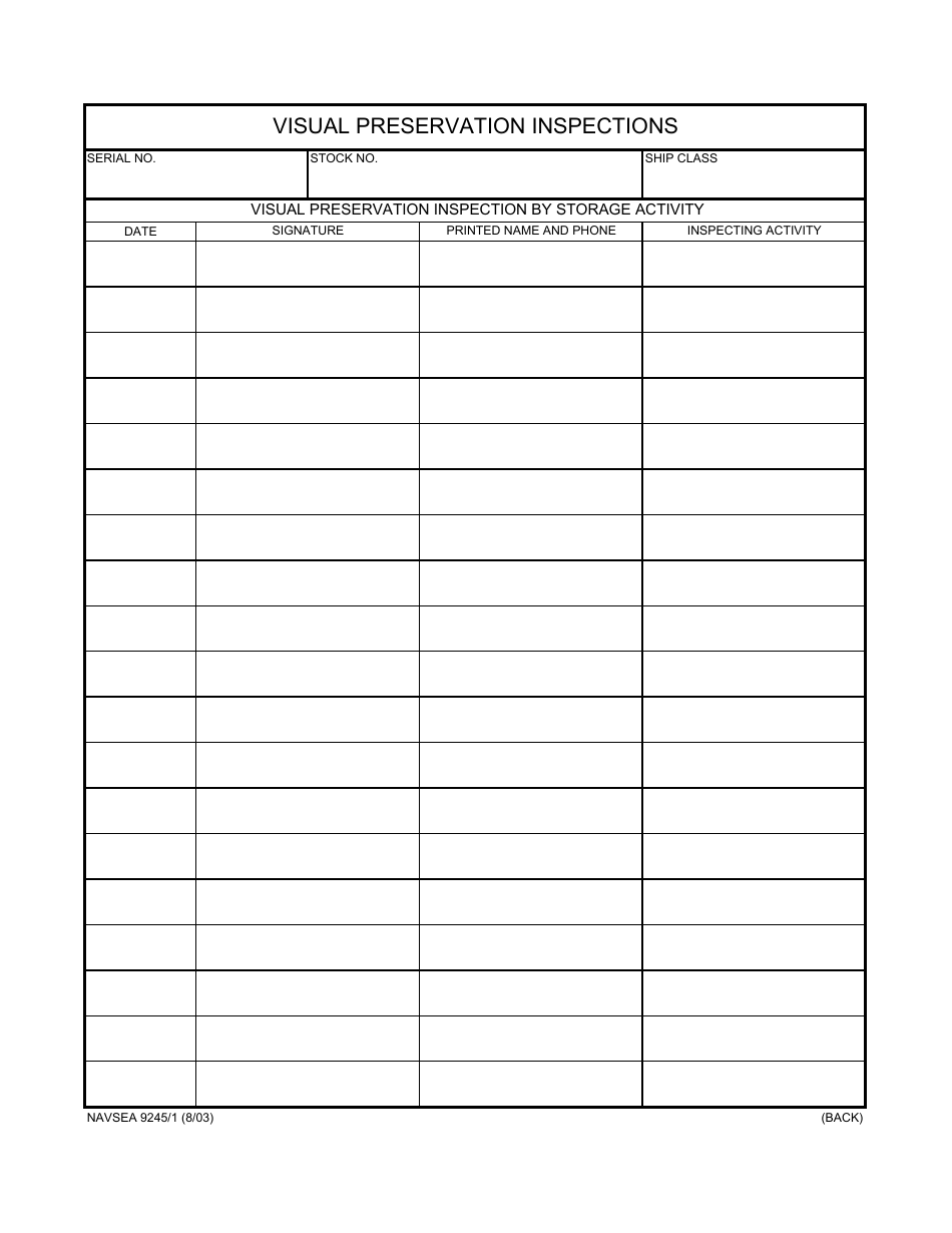 Form NAVSEA9245 / 1 Propeller and Propulsor Major Sub Assembly Certification, Page 2