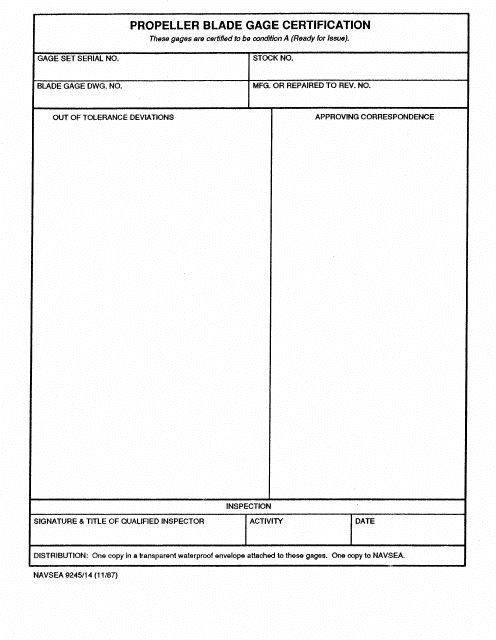 Form NAVSEA9245/14  Printable Pdf