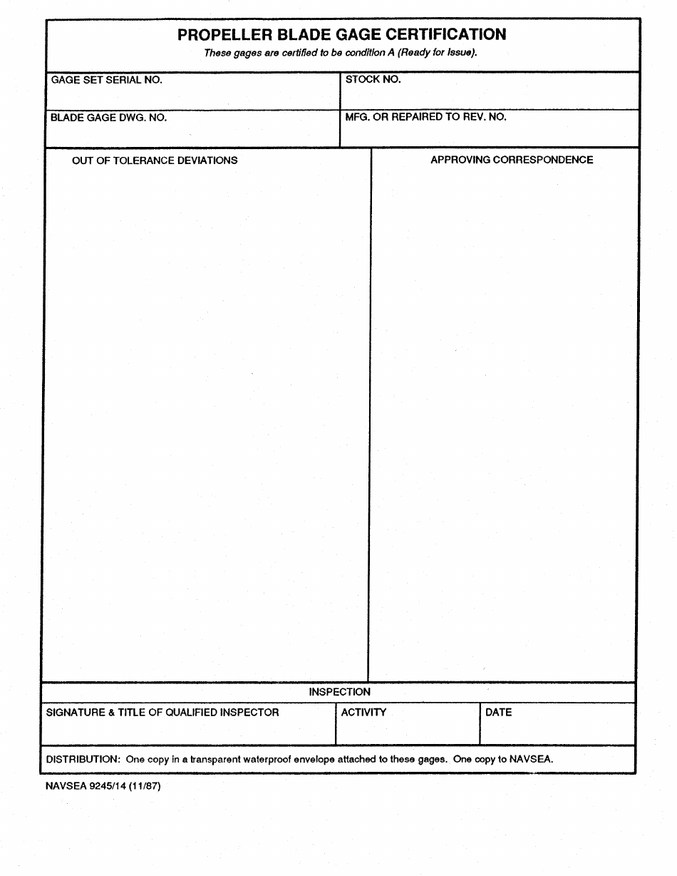 Form NAVSEA9245/14 - Fill Out, Sign Online and Download Printable PDF ...