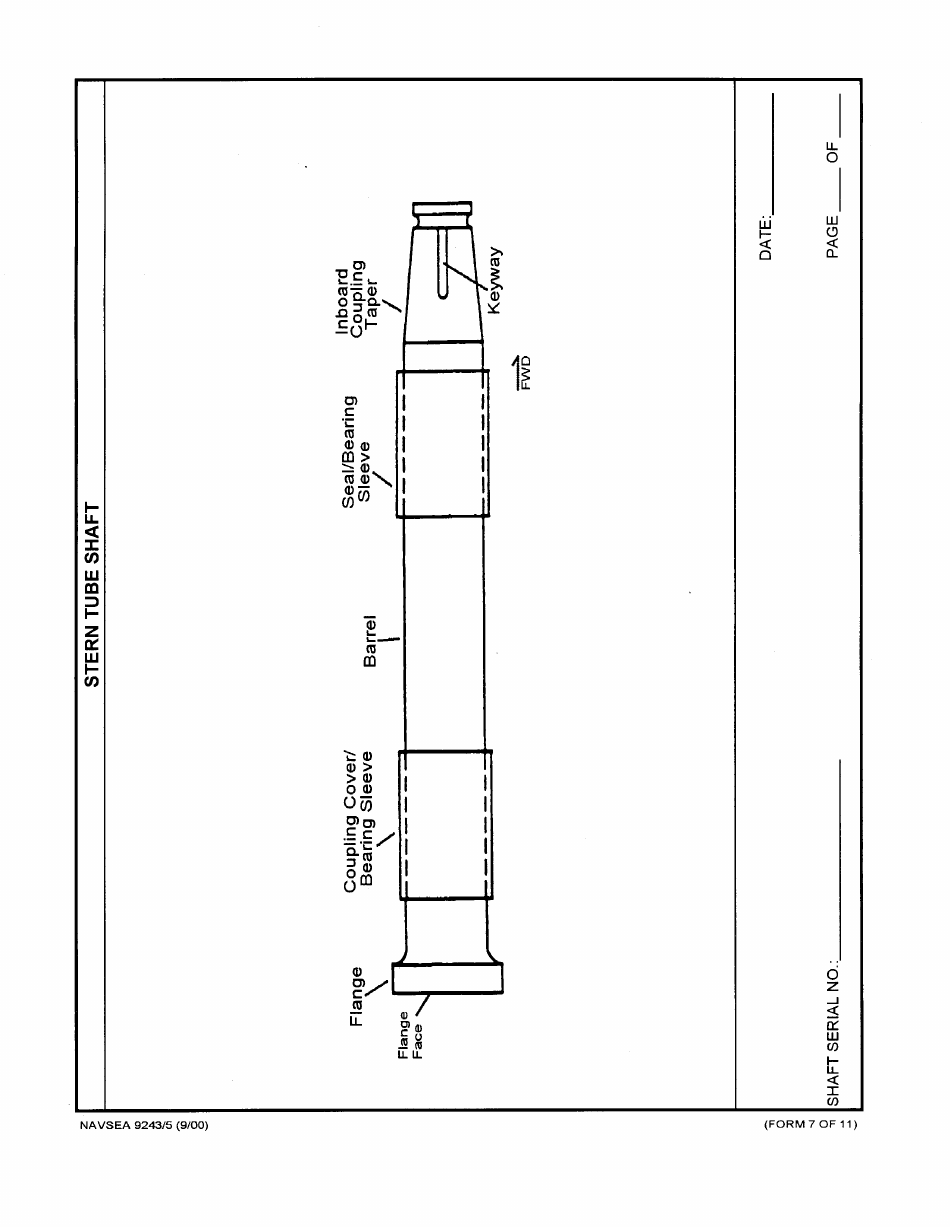 Form NAVSEA9243 / 5 Main Propulsion Shaft Visual Preservation Inspection Report, Page 7