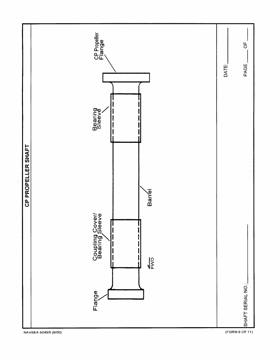 Form NAVSEA9243 / 5 Main Propulsion Shaft Visual Preservation Inspection Report, Page 8