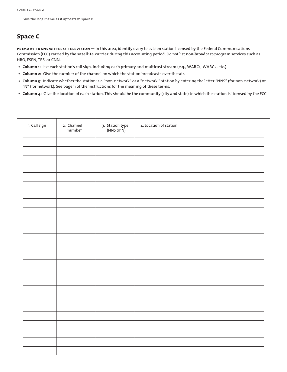 Form SC Statement of Account for Secondary Transmissions by Satellite Carriers of Distant Television Signals, Page 3