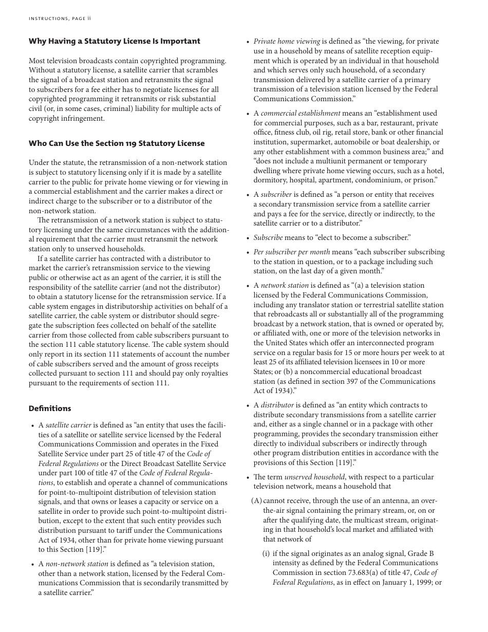 Form SC Statement of Account for Secondary Transmissions by Satellite Carriers of Distant Television Signals, Page 9